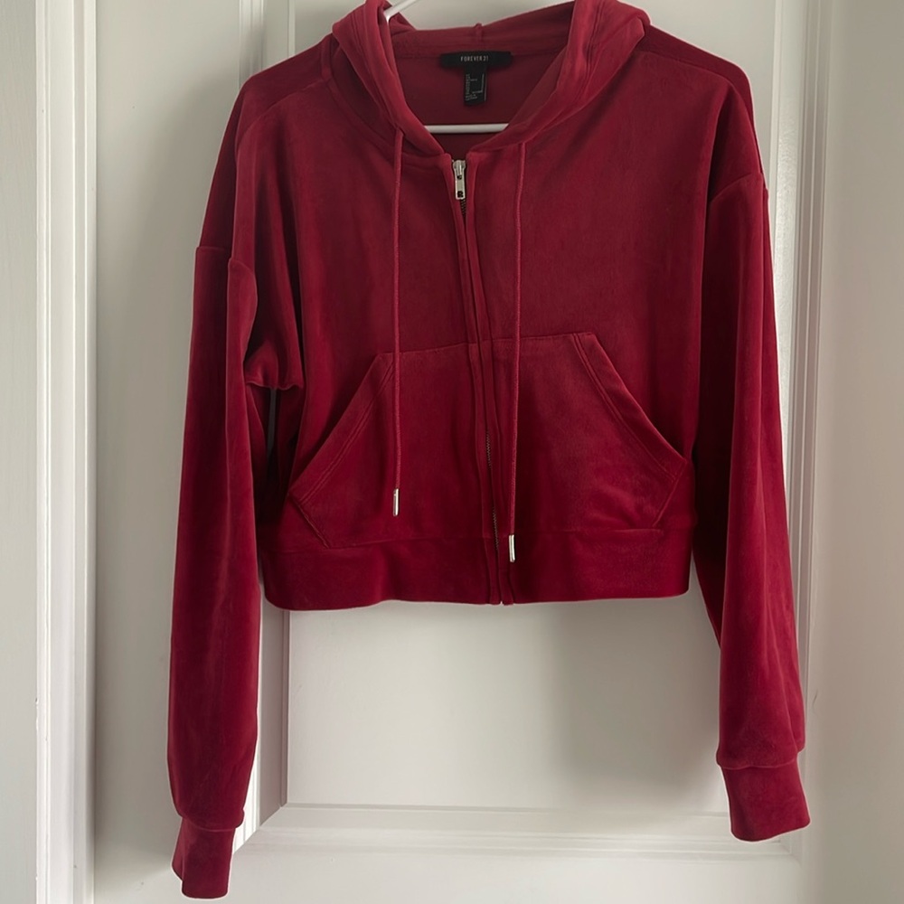 Forever 21 zip up hoodie red Small